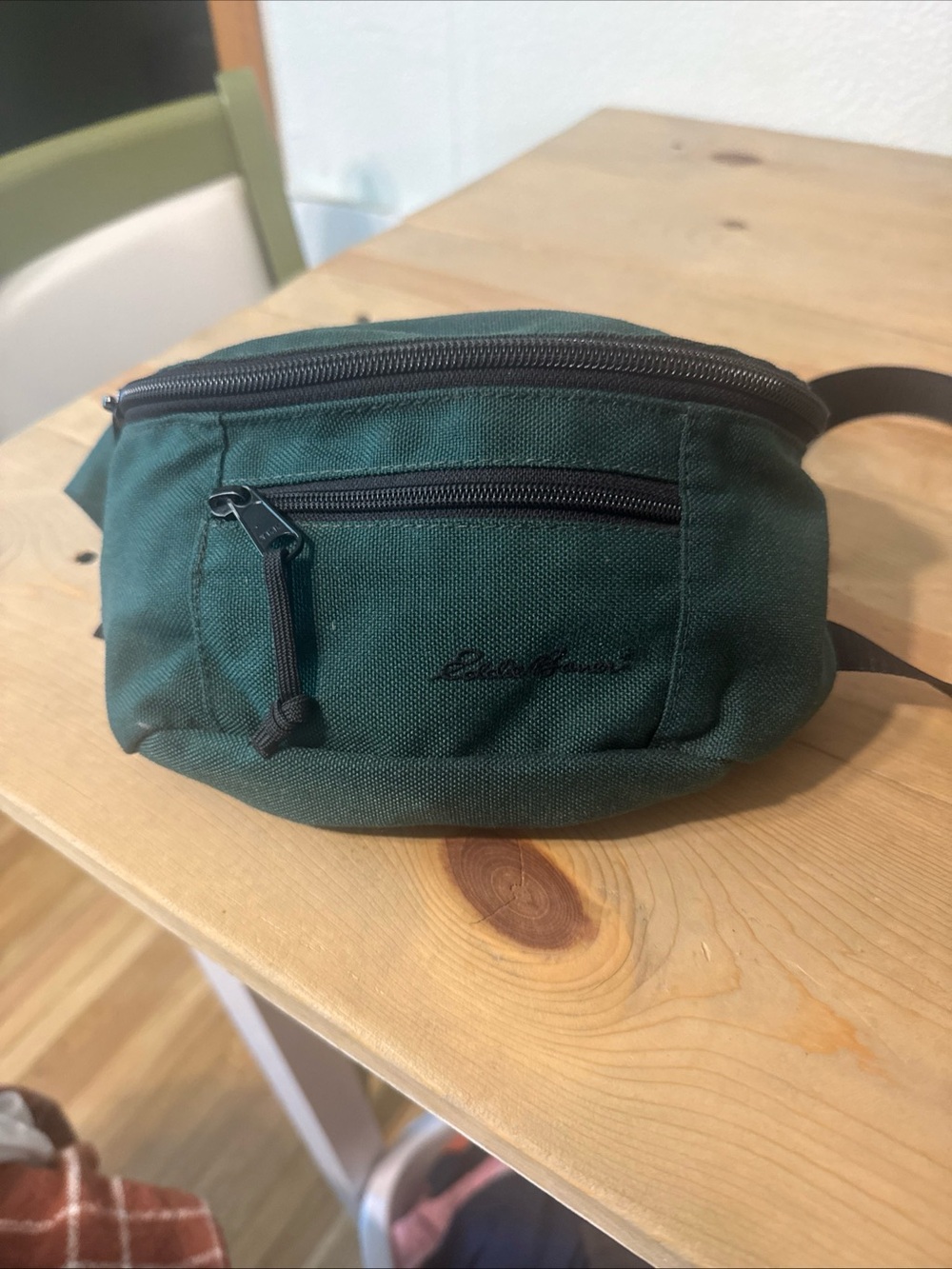 vintage dark green nylon Eddie Bauer fanny pack